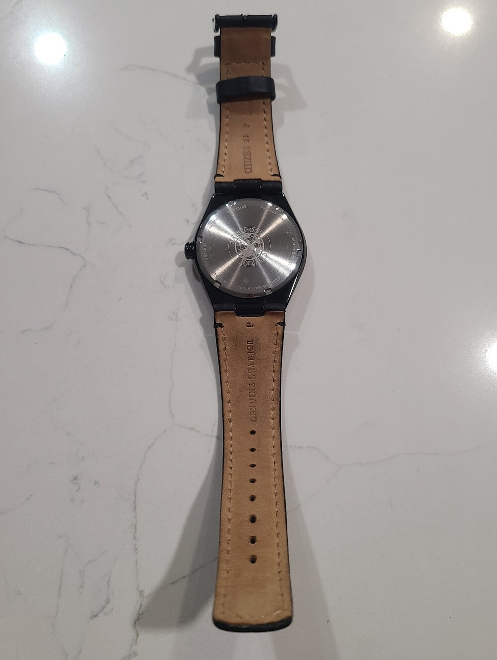 EUC ECO-DRIVE CITIZEN WEEKENDER WATCH BLACK LEATHER STRAP AW1135-19E - Picture 8 of 16
